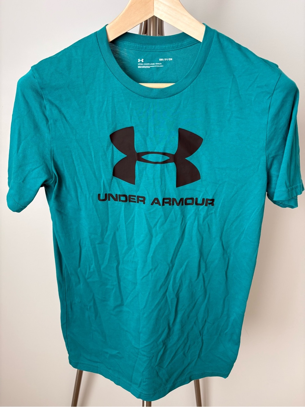 Under Armour Teal Short Sleeve Crew with Black Logo